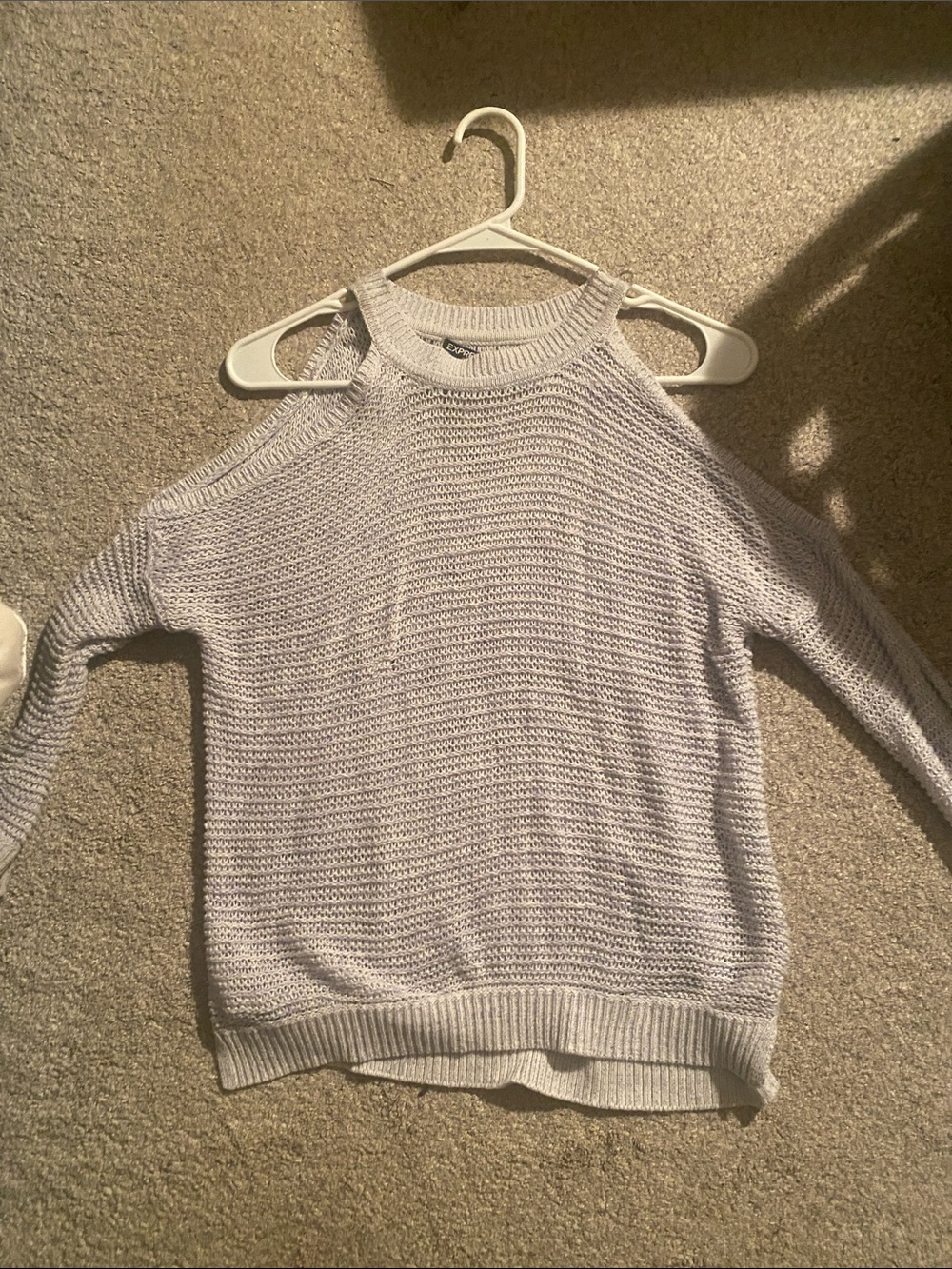 Off-the-Shoulder Knit Sweater in Light Lavender